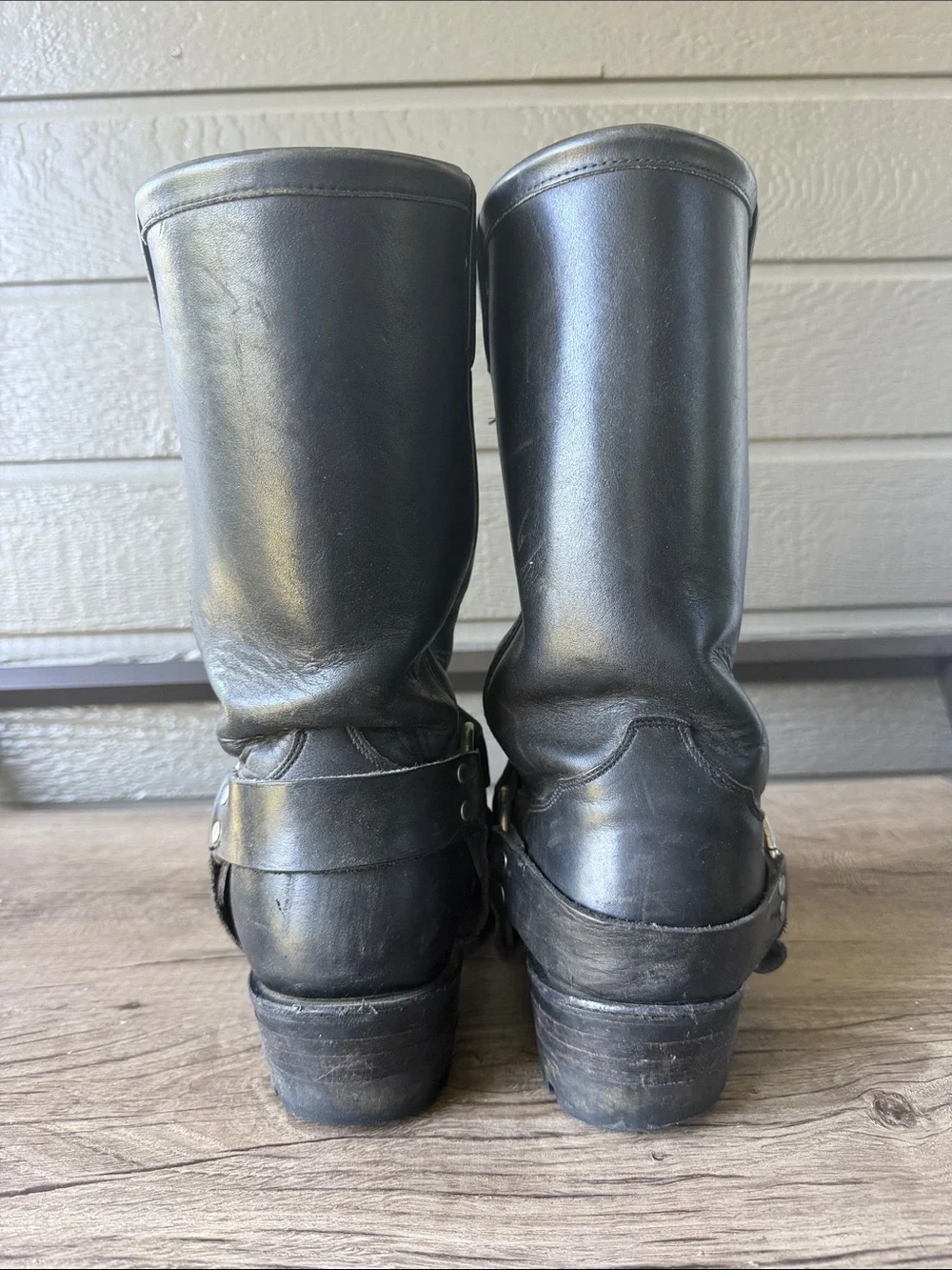 Chippewa Men’s Black Leather Harness Engineer Boots size 8.5 EE